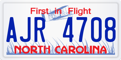 NC license plate AJR4708