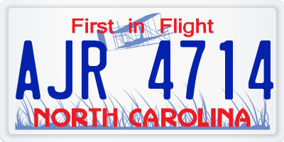 NC license plate AJR4714
