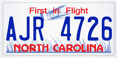 NC license plate AJR4726