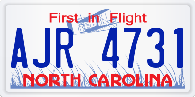 NC license plate AJR4731