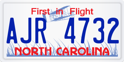 NC license plate AJR4732