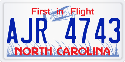NC license plate AJR4743