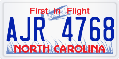 NC license plate AJR4768
