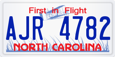 NC license plate AJR4782