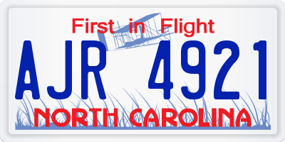 NC license plate AJR4921