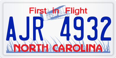 NC license plate AJR4932