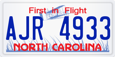 NC license plate AJR4933