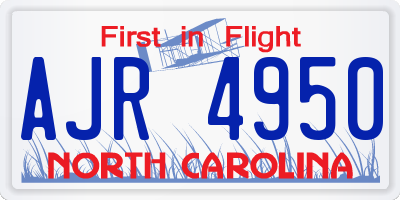 NC license plate AJR4950