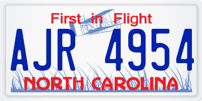 NC license plate AJR4954