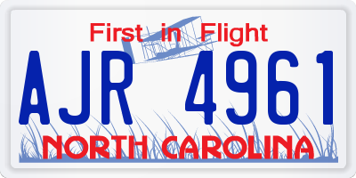 NC license plate AJR4961