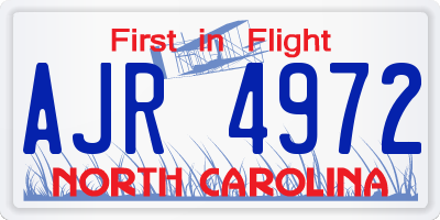 NC license plate AJR4972