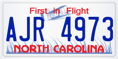 NC license plate AJR4973