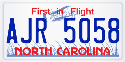 NC license plate AJR5058