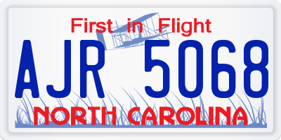 NC license plate AJR5068