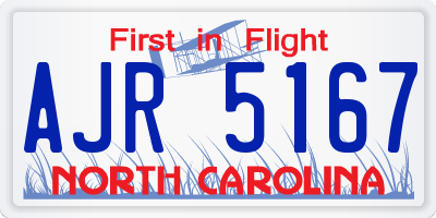 NC license plate AJR5167