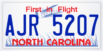 NC license plate AJR5207