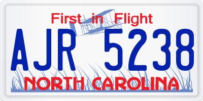 NC license plate AJR5238