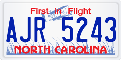 NC license plate AJR5243