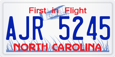 NC license plate AJR5245