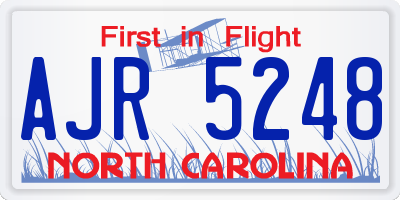 NC license plate AJR5248