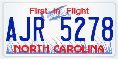 NC license plate AJR5278
