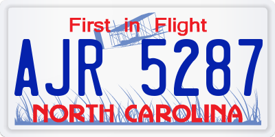 NC license plate AJR5287