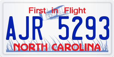 NC license plate AJR5293