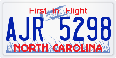NC license plate AJR5298