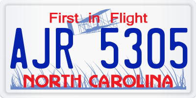 NC license plate AJR5305