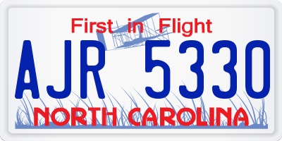 NC license plate AJR5330