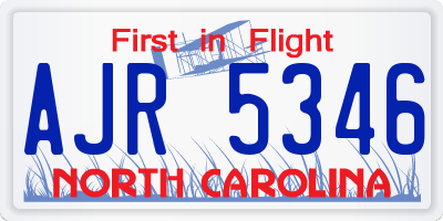 NC license plate AJR5346