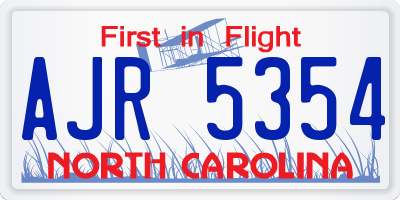 NC license plate AJR5354