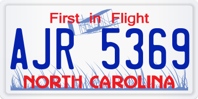 NC license plate AJR5369