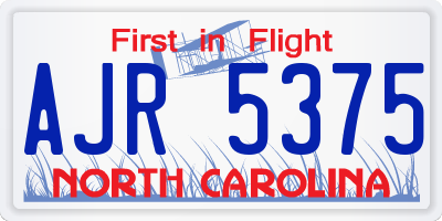 NC license plate AJR5375
