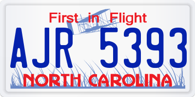 NC license plate AJR5393