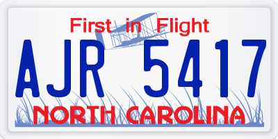 NC license plate AJR5417