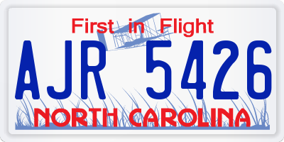 NC license plate AJR5426
