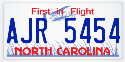 NC license plate AJR5454