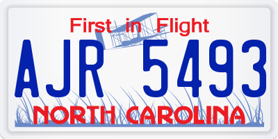 NC license plate AJR5493