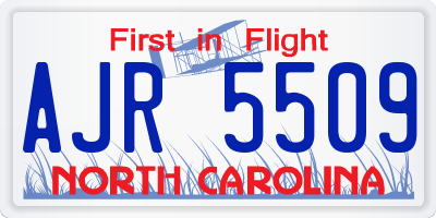 NC license plate AJR5509