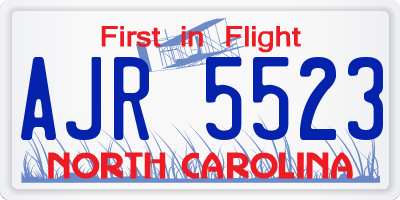 NC license plate AJR5523