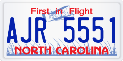 NC license plate AJR5551