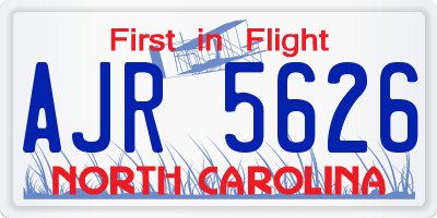 NC license plate AJR5626
