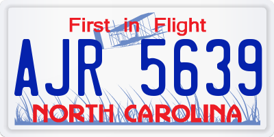 NC license plate AJR5639