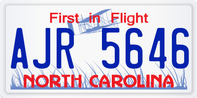 NC license plate AJR5646