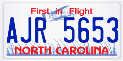 NC license plate AJR5653
