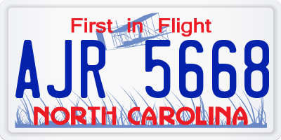 NC license plate AJR5668