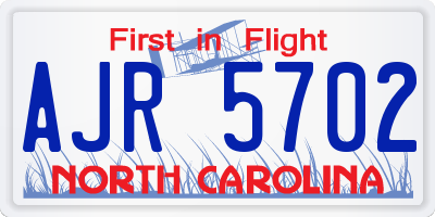 NC license plate AJR5702