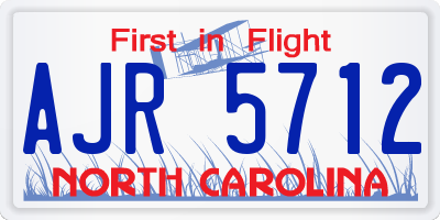 NC license plate AJR5712