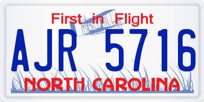 NC license plate AJR5716